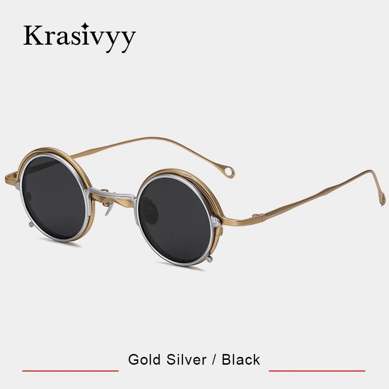 Krasivyy Unisex Round Titanium Prescription Eyeglasses with Clip-On ARLT5975 - view 9