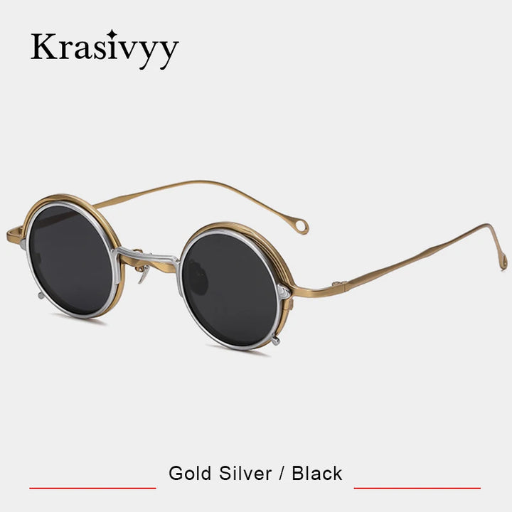 Krasivyy Unisex Round Titanium Prescription Eyeglasses with Clip-On ARLT5975 - view 9