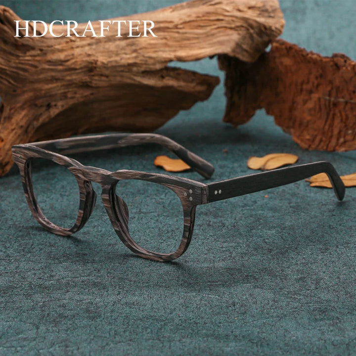 Hdcrafter Mens Full Rim Square Wood Eyeglasses 8182 Full Rim Hdcrafter Eyeglasses   