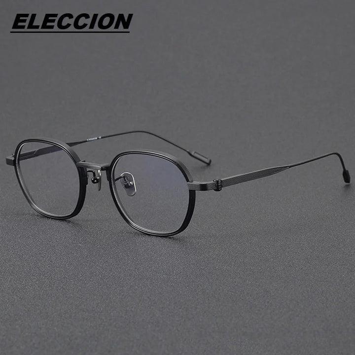 Eleccion Unisex Full Rim Oval Square Titanium Eyeglasses 39140 Full Rim Eleccion Black CHINA