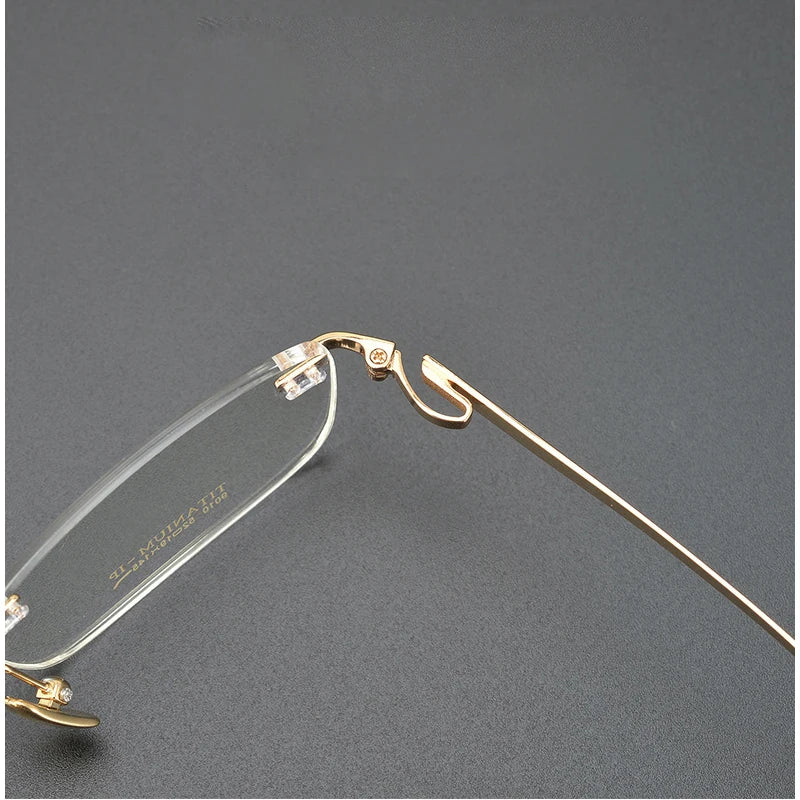 Muzz Men's Rimless Square Titanium Eyeglasses M9010 Rimless Muzz   