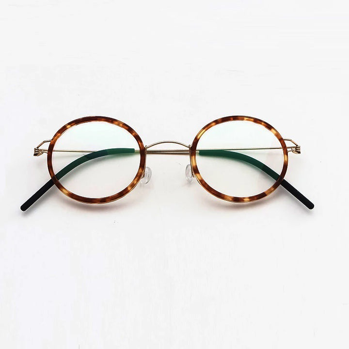 Bobbie Women's Full Rim Round Acetate Titanium Eyeglasses 224550