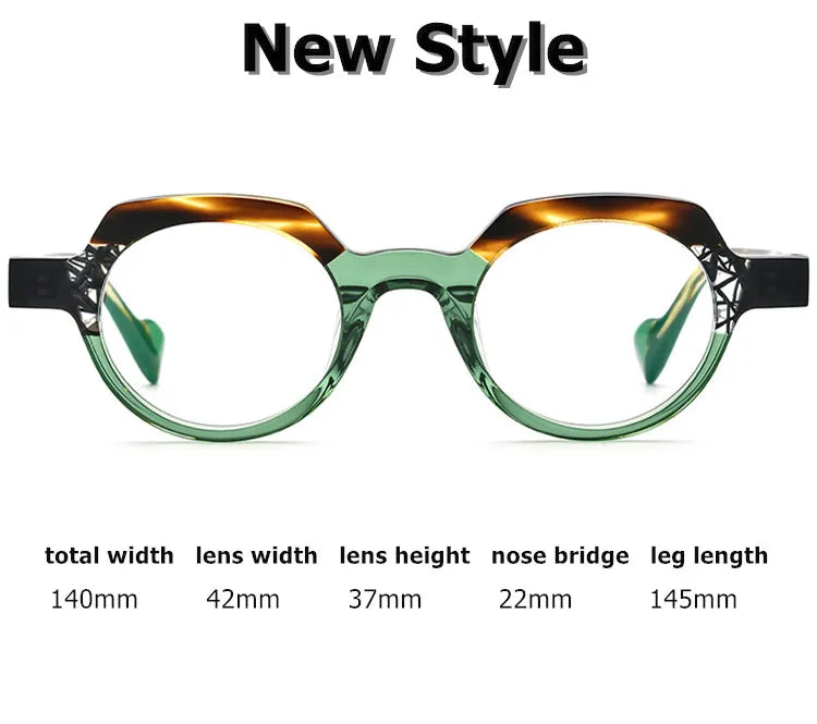 Aimee Unisex Full Rim Flat Top Round Acetate Eyeglasses 14042 Full Rim Aimee