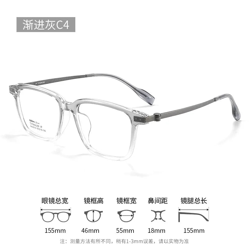 CCspace Unisex Full Rim Big Square Tr 90 Titanium Eyeglasses 314987