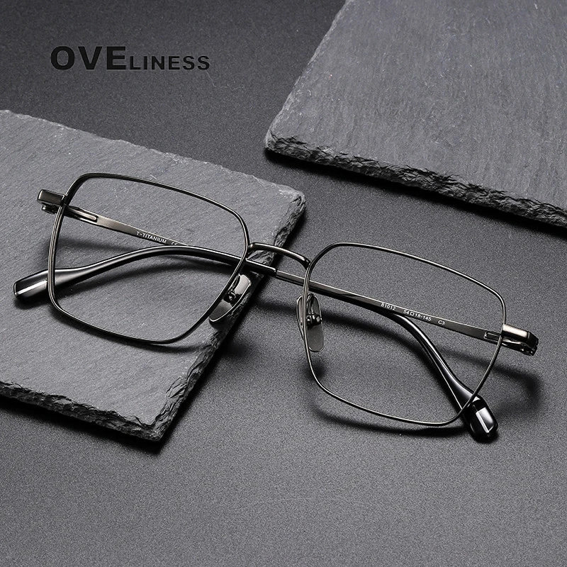 Oveliness Unisex Full Rim Square Titanium Eyeglasses 81012 Full Rim Oveliness   