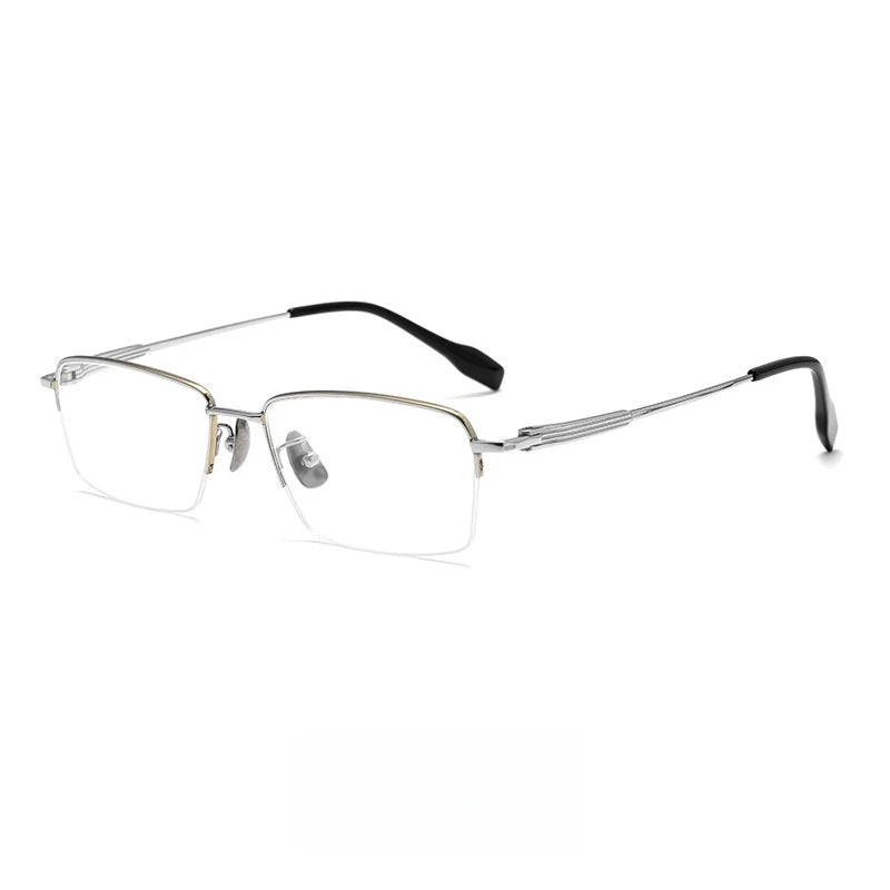 Yimaruili Women's Semi Rim Square Titanium Eyeglasses 21137