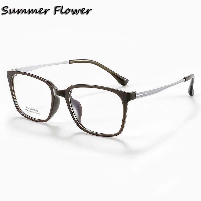 Summer Flower Unisex Full Rim Square Tr 90 Titanium Eyeglasses 66014