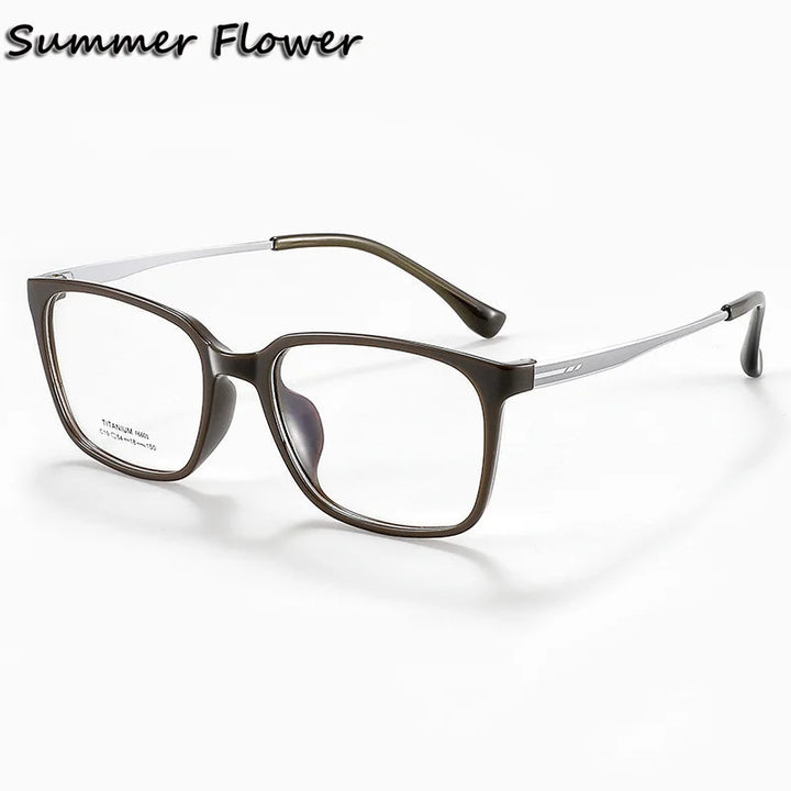 Summer Flower Unisex Full Rim Square Tr 90 Titanium Eyeglasses 66014