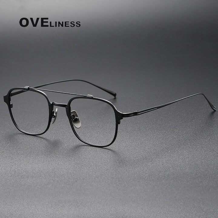 Oveliness Unisex Full Rim Square Double Bridge Titanium Eyeglasses Kj31 Full Rim Oveliness black  