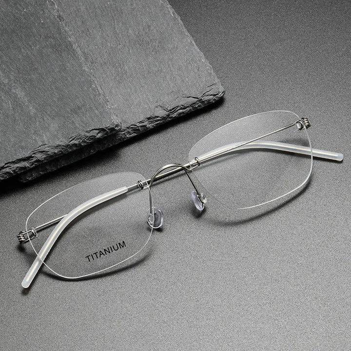 Aimee Unisex Rimless Square Titanium Eyeglasses 4297