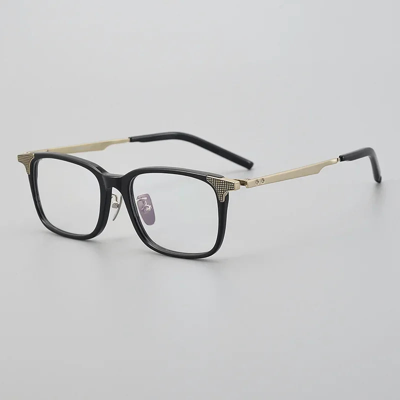 Muzz Men's Full Rim Square Brow Line Acetate Titannium Eyeglasses 89999