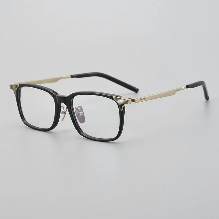 Muzz Men's Full Rim Square Brow Line Acetate Titannium Eyeglasses 89999