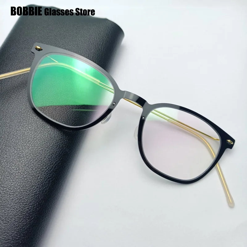 Bobbie Unisex Full Rim Square Acetate Titanium Eyeglasses 596609