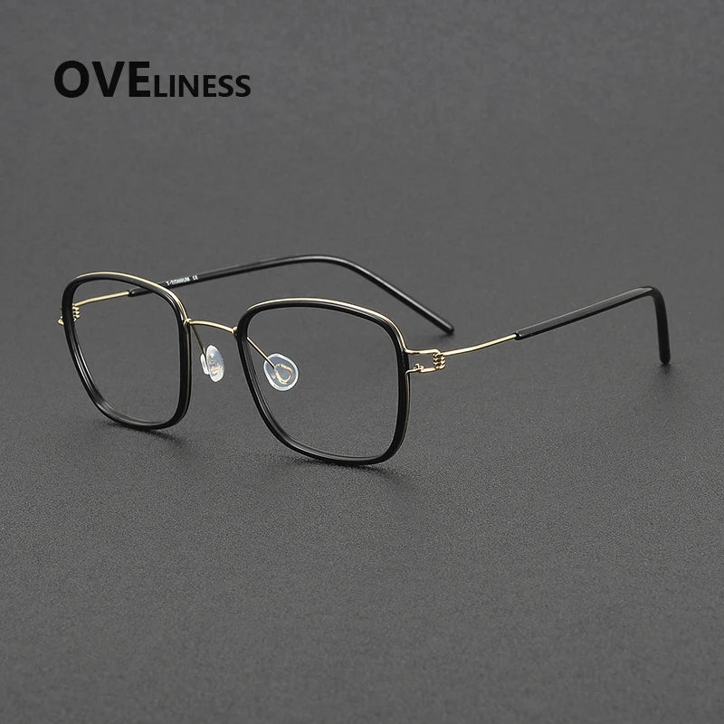 Oveliness Women's Full Rim Square Acetate Titanium Eyeglasses 381045