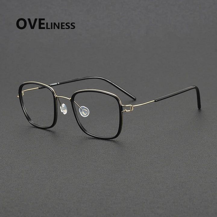 Oveliness Women's Full Rim Square Acetate Titanium Eyeglasses 381045