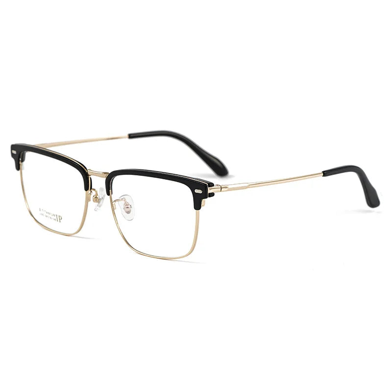 Hotochki Unisex Full Rim Square Titanium Acetate Eyeglasses 23202 Full Rim Hotochki   