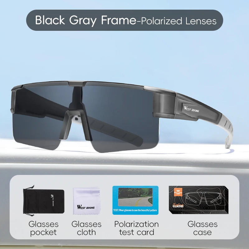 West Biking Unisex Semi Rim Square Polycarbonate Over Frame Polarized Sunglasses 9607931