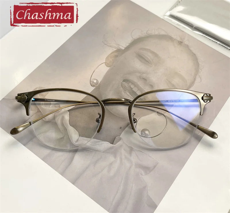 Chashma Ottica Unisex Full Rim Oval Round Titanium Eyeglasses 2625 Full Rim Chashma Ottica Bronze  