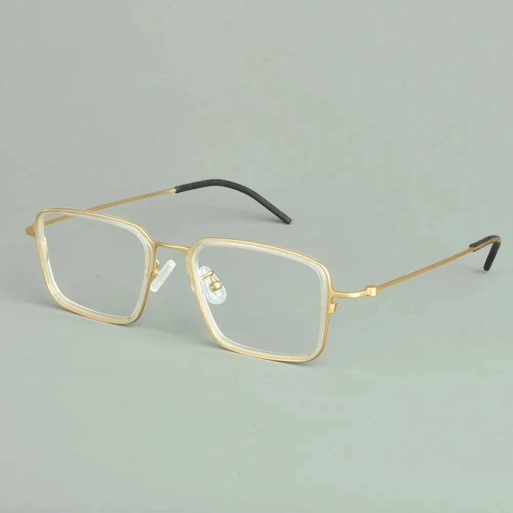 Aimee Unisex Full Rim Polygon Square Titanium Acetate Eyeglasses 13501 Full Rim Aimee Golden-White  