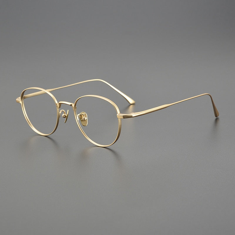 Gatenac Unisex Full Rim Round Titanium Eyeglasses Gxyj1098 Full Rim Gatenac Gold  
