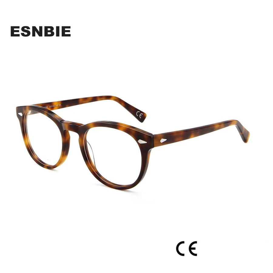 Esnbie Unisex Full Rim Square Round Acetate Eyeglasses 10871 Full Rim Esnbie