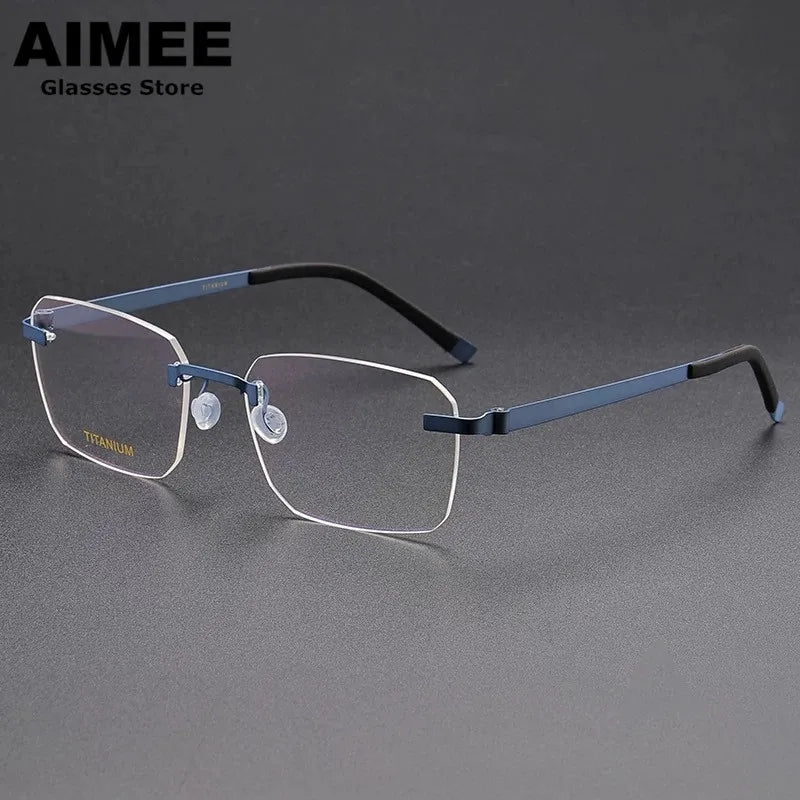 Aimee Women's Rimless Square Screwless Titanium Eyeglasses 24341