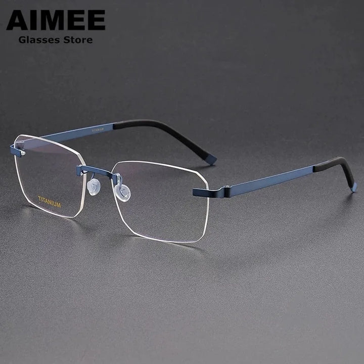 Aimee Women's Rimless Square Screwless Titanium Eyeglasses 24341