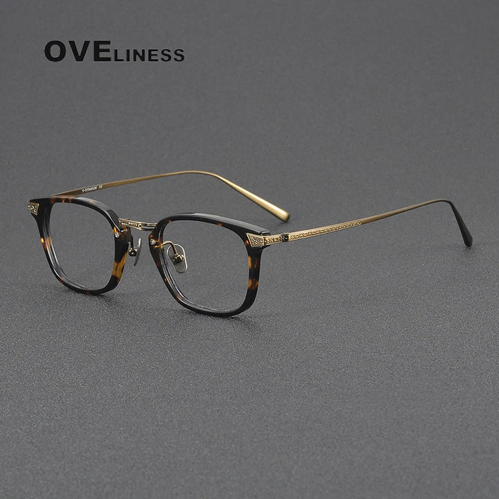 Oveliness Women's Full Rim Square Acetate Titanium Eyeglasses 3023 Full Rim Oveliness tortoise bronze  