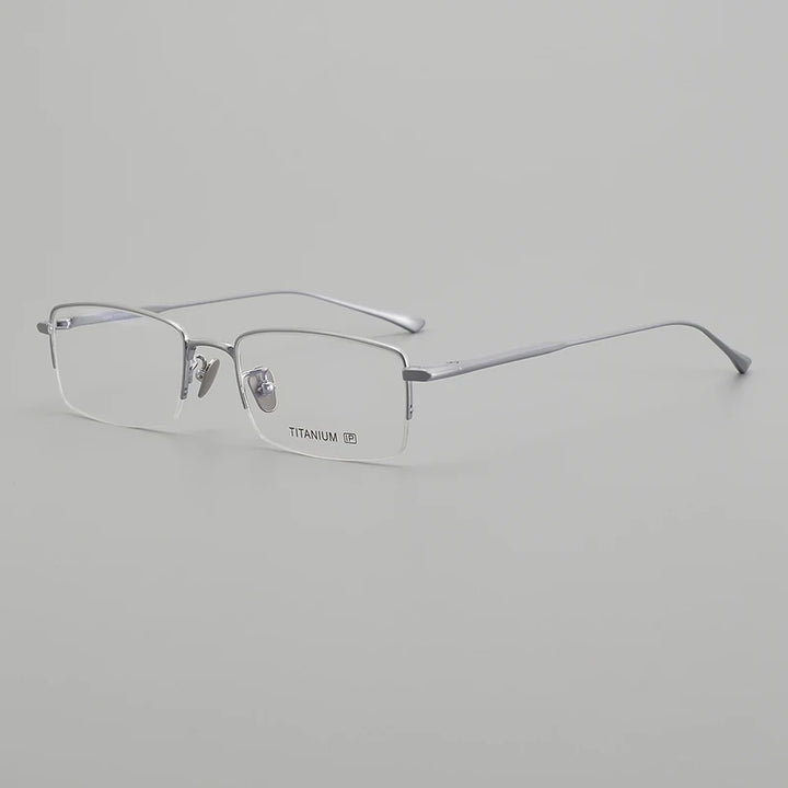 Black Mask Unisex Semi Rim Rectangle Titanium Eyeglasses 14519 Semi Rim Black Mask   