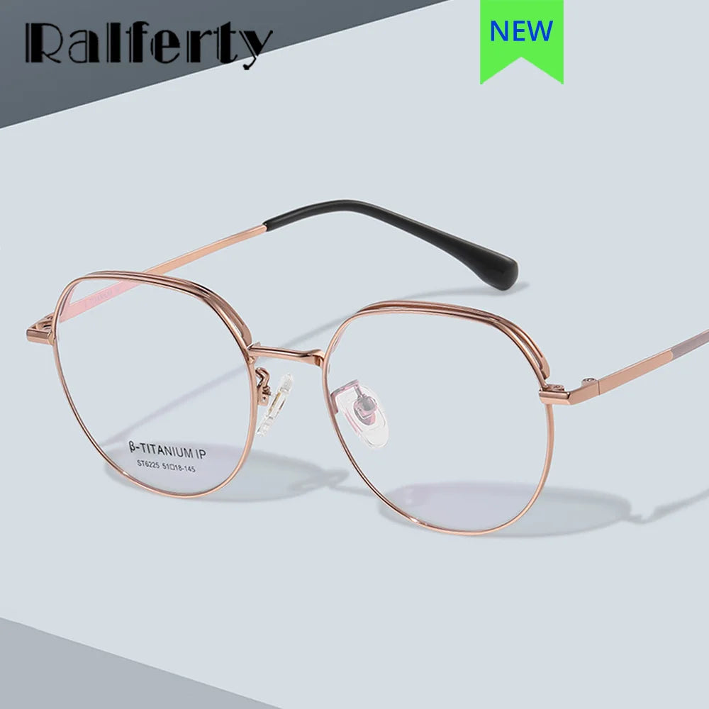 Ralferty Unisex Full Rim Flat Top Oval Titanium Eyeglasses R6225 Full Rim Ralferty   