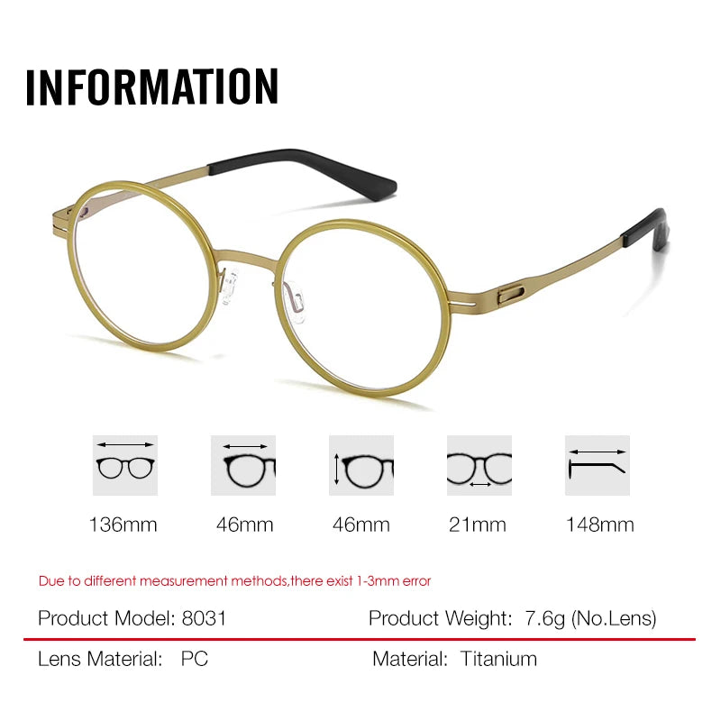 Aror Unisex Full Rim Oval Round Titanium Eyeglasses 80316