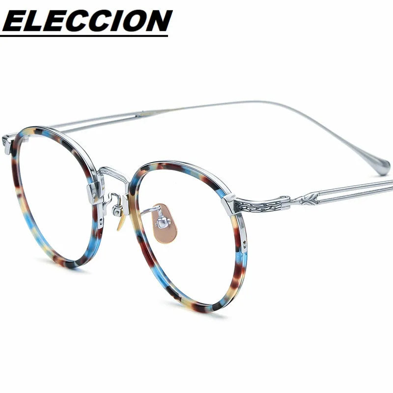 Eleccion Women's Full Rim Round Titanium Acetate Eyeglasses 5046