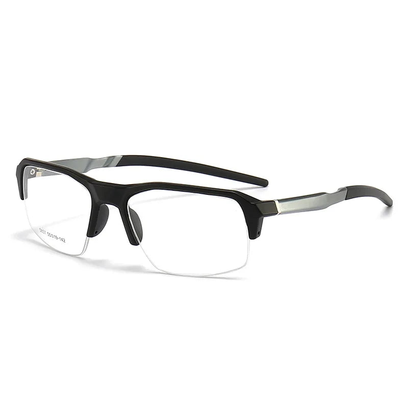 Yimaruili Unisex Semi Rim Square Aluminum Tr 90 Sport Eyeglasses 58578
