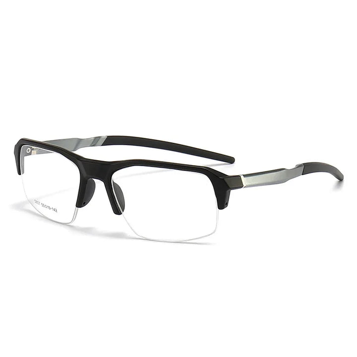 Yimaruili Unisex Semi Rim Square Aluminum Tr 90 Sport Eyeglasses 58578