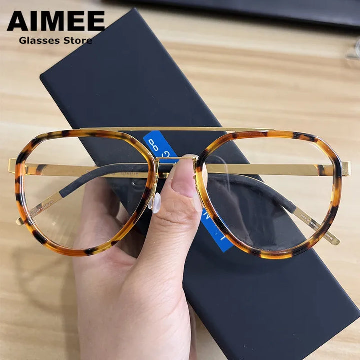 Aimee Unisex Full Rim Oval Double Bridge Titanium Eyeglasses 9745