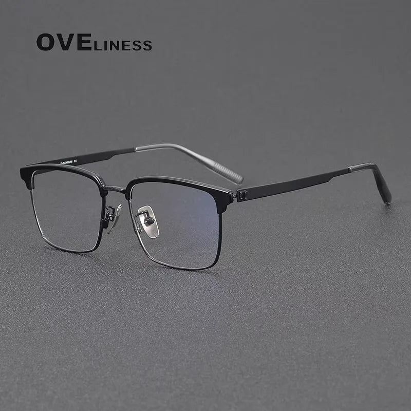 Oveliness Women's Full Rim Square Acetate Titanium Eyeglasses 80980