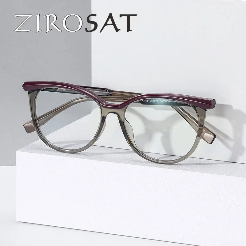 Zirosat Unisex Full Rim Oval Square Tr 90 Alloy Eyeglasses 3518 Full Rim Zirosat