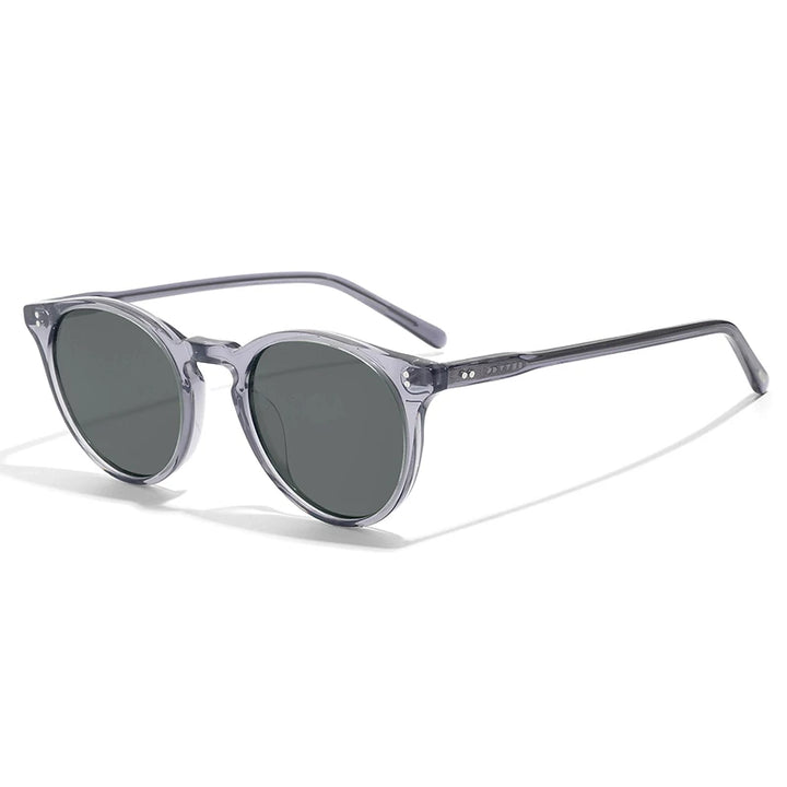 Black Mask Full Rim Round Acetate Polarized Sunglasses 605183