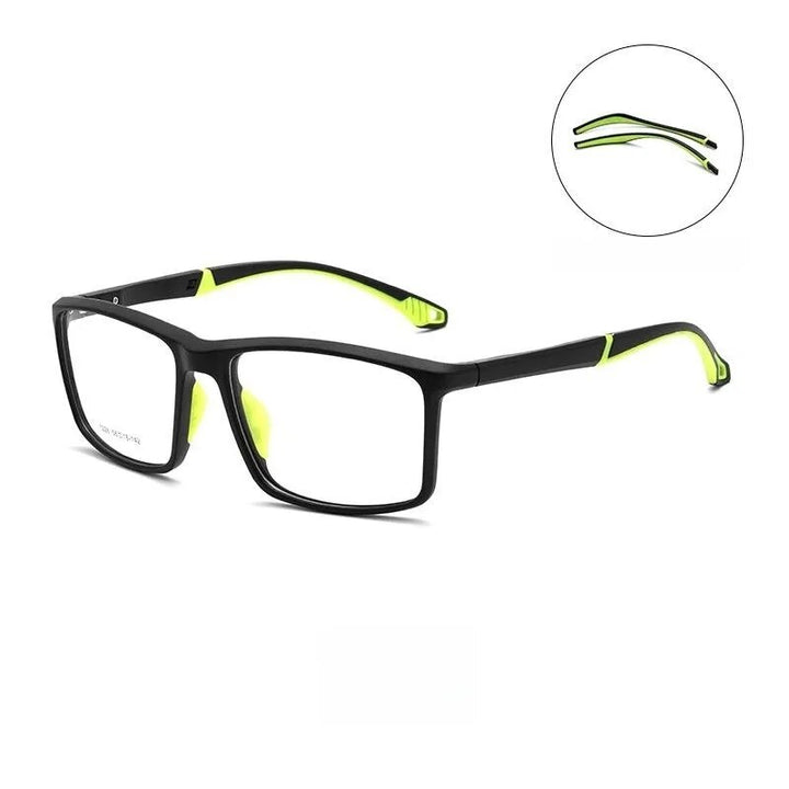 Yimaruili Unisex Full Rim Square Tr 90 Sport Eyeglasses Y1226d Full Rim Yimaruili Eyeglasses Black Green  