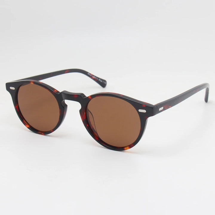 Black Mask Men Full Rim Round Acetate Polarized Sunglasses BM-O5186S