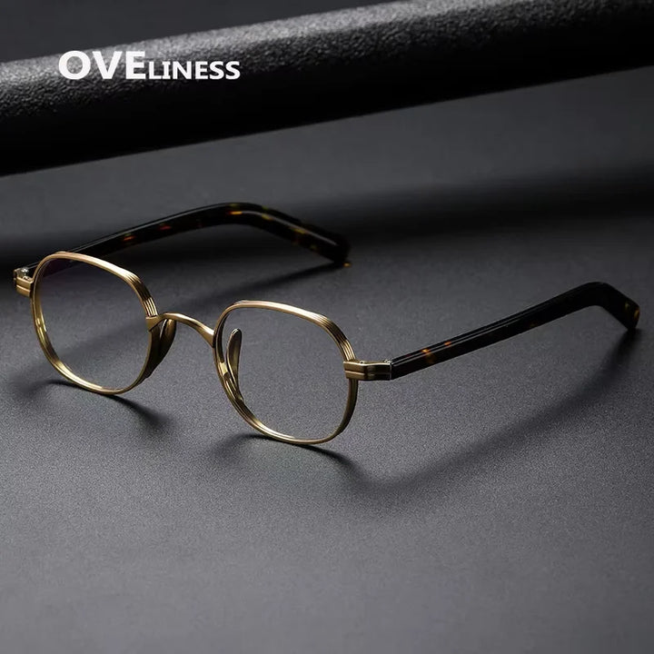 Oveliness Unisex Full Rim Flat Top Round Titanium Eyeglasses 44132 Full Rim Oveliness   