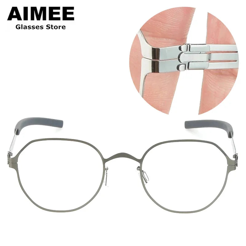 Aimee Women's Full Rim Oval Square Screwless Steel Eyeglasses 1177