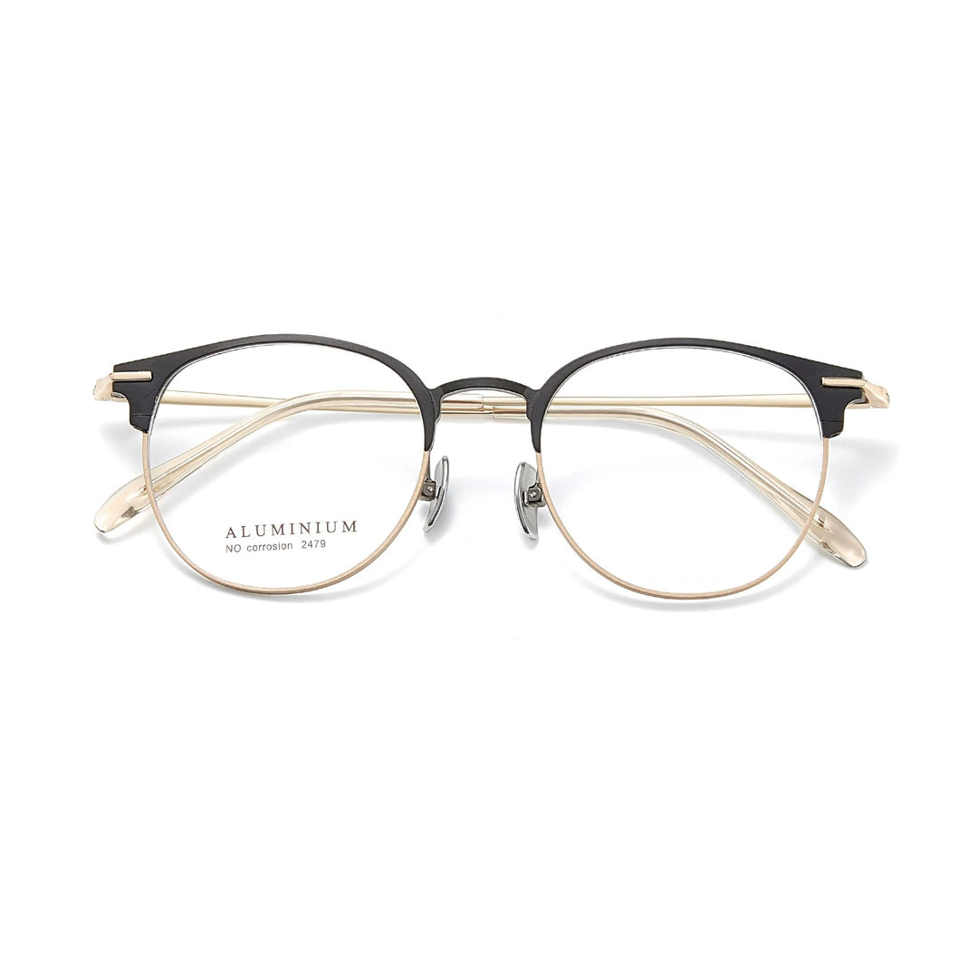 Yimaruili Unisex Full Rim Round Aluminum-Magnesium Eyeglasses 662479
