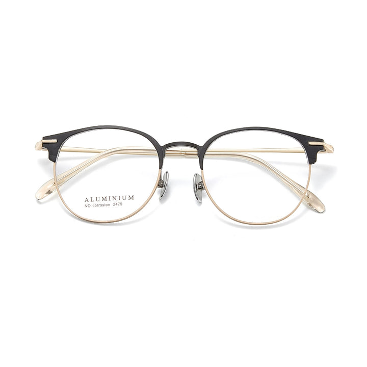 Yimaruili Unisex Full Rim Round Aluminum-Magnesium Eyeglasses 662479