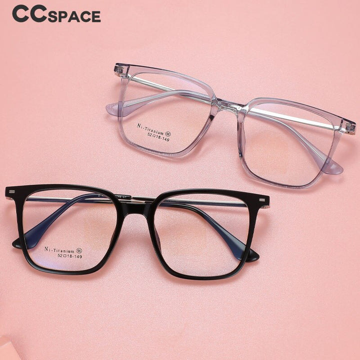 CCspace Unisex Full Rim Square Tr 90 Titanium Eyeglasses 55981 Full Rim CCspace   