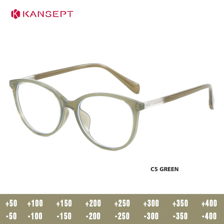 Kansept Women's Full Rim Round Tr 90 Titanium Reading Glasses 80234