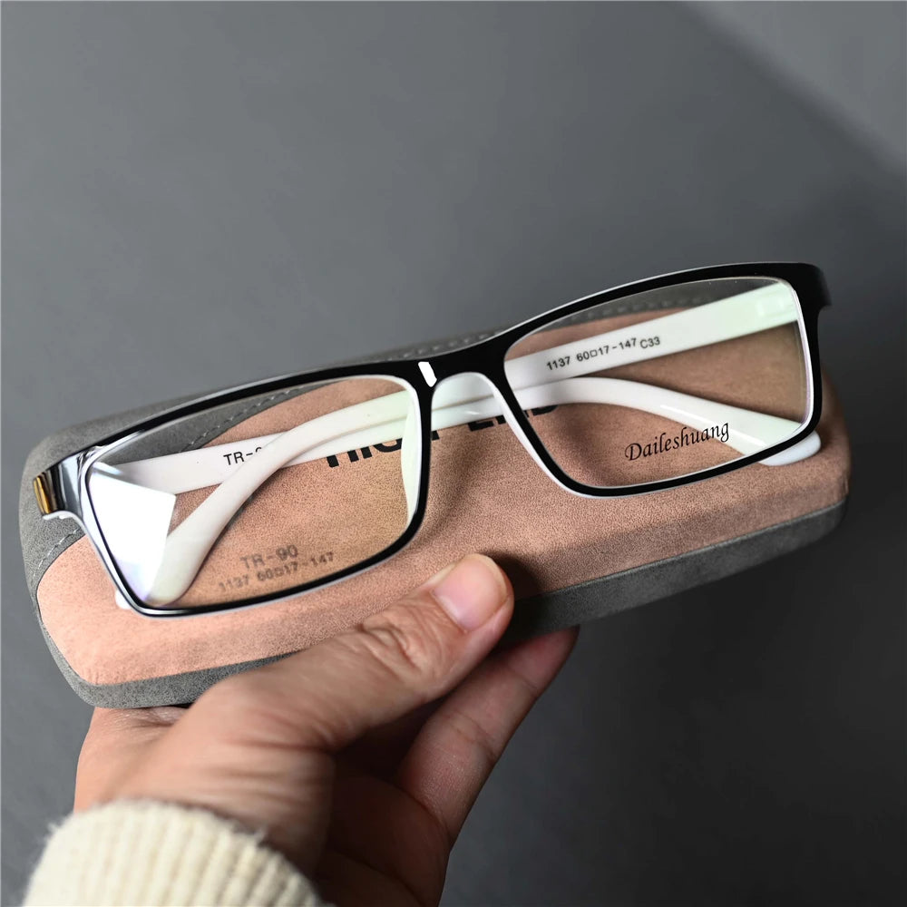 Cubojue Men's Full Rim Big Square Tr 90 Titanium Reading Glasses 71609 Reading Glasses Cubojue