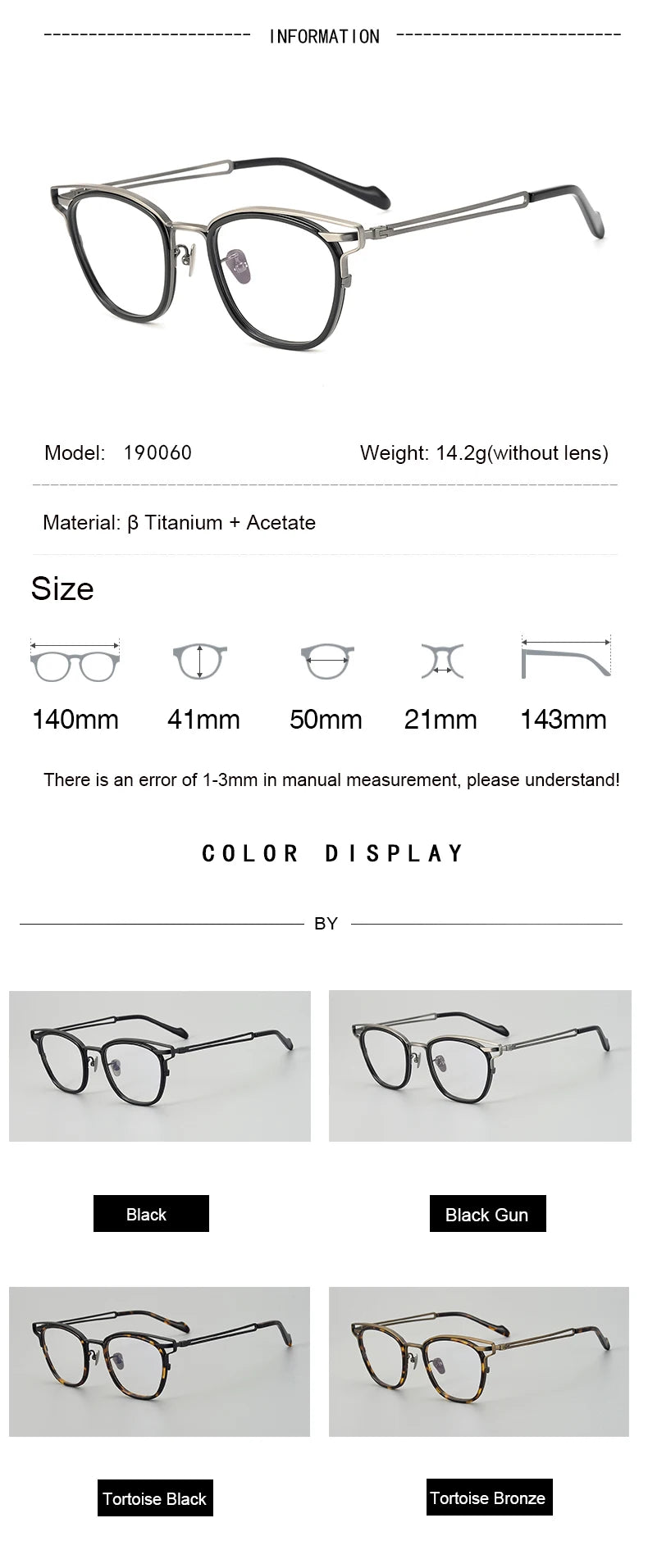 Aimee Unisex Full Rim Square Titanium Acetate Eyeglasses 190060 Full Rim Aimee   