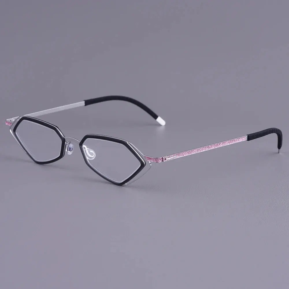 Bobbie 339576 Unisex Acetate Full Rim Polygon Oval Titanium Frames FuzWeb