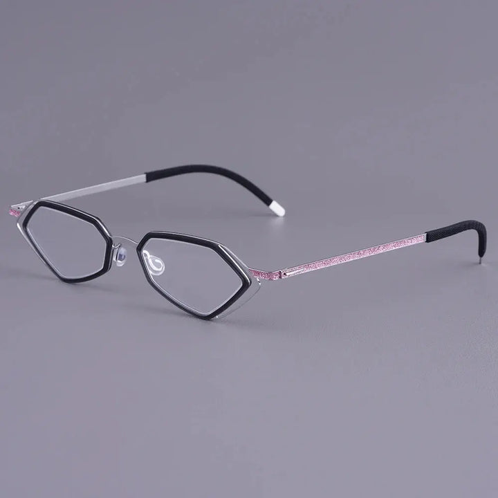 Bobbie 339576 Unisex Acetate Full Rim Polygon Oval Titanium Frames FuzWeb